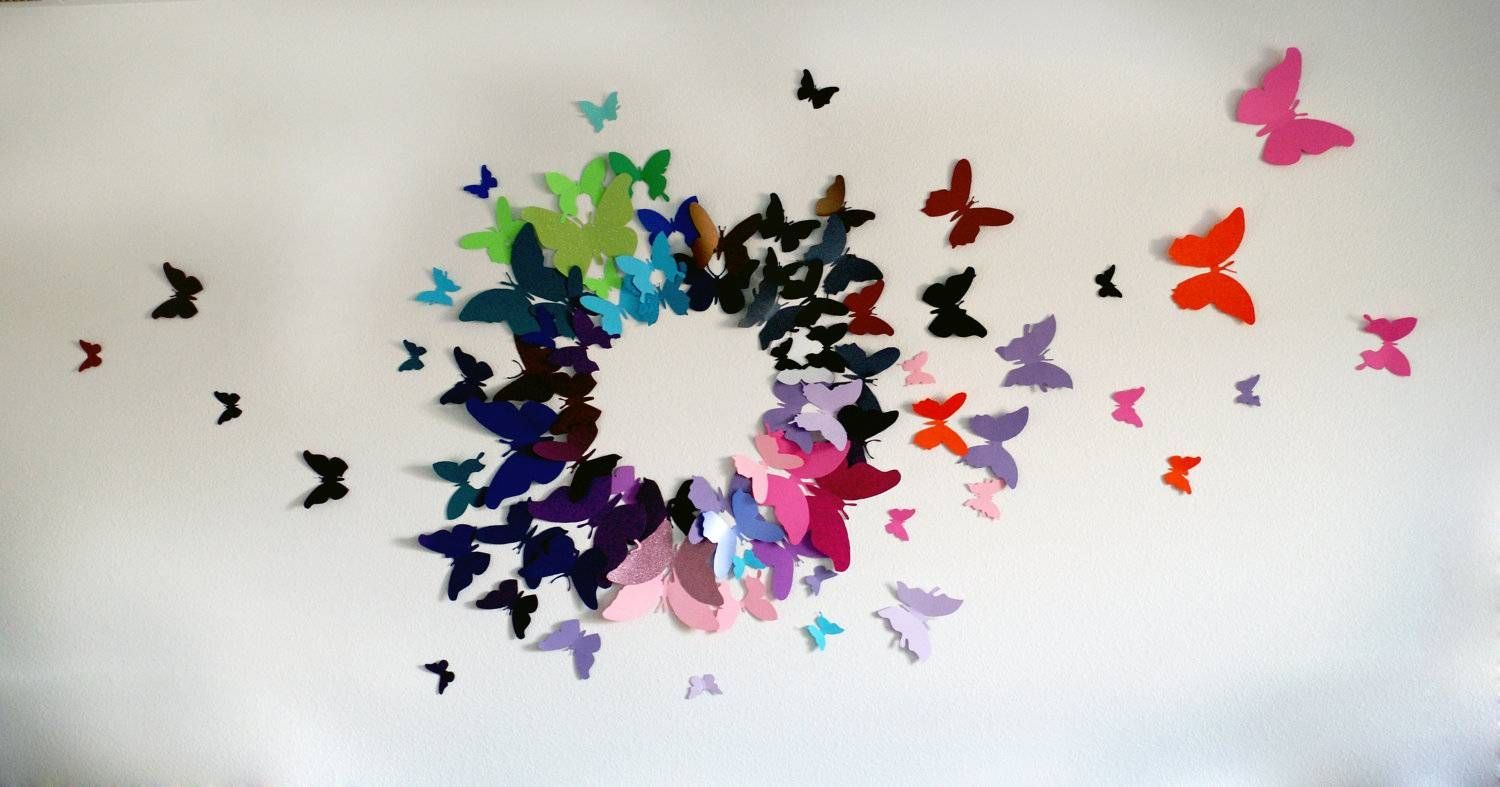 100 3d Butterfly Wall Art Circle Burst Intended For Newest 3d Wall Art Etsy (View 1 of 20)