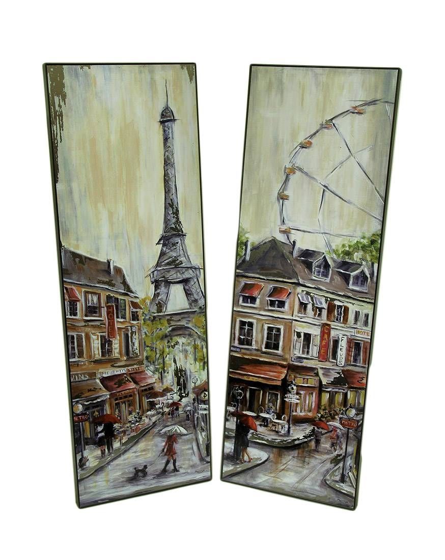 2 Pc. Foiled Eiffel Tower And Ferris Wheel Wall Hanging Set – Zeckos Within Latest Eiffel Tower Wall Hanging Art (Gallery 19 of 20)