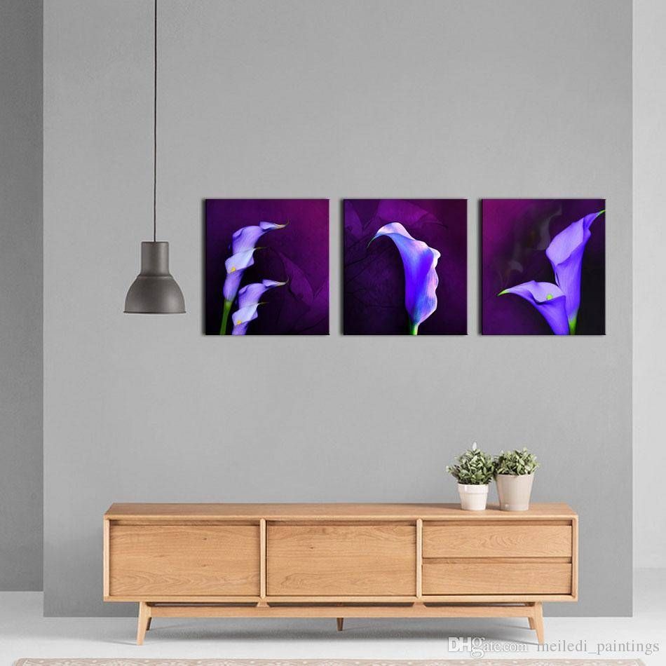 2017 3 Panel Wall Art Purple Colorful Flower Petal The Picture With Regard To Best And Newest Three Panel Wall Art (View 15 of 20)