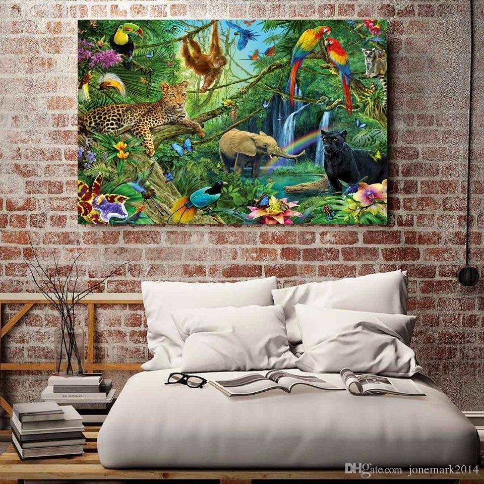 2018 Animals Kingdom Jungle Wall Art Canvas Pictures For Living Inside Best And Newest Jungle Canvas Wall Art (Gallery 8 of 20)