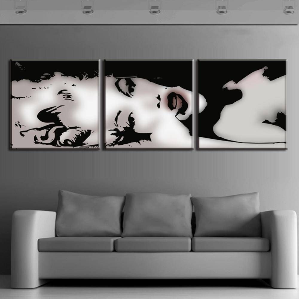 3 Pcs/set Modern Portrait Prints Painting On Canvas Black And In Most Popular Marilyn Monroe Black And White Wall Art (View 11 of 15)
