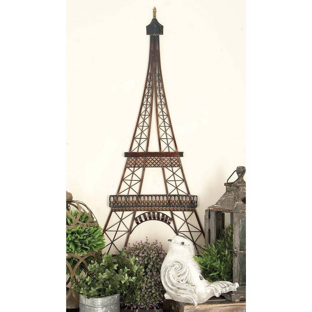 39 In. X 20 In. W Iron Eiffel Tower Wall Decor 97988 – The Home Depot With Recent Metal Eiffel Tower Wall Art (Gallery 30 of 30)
