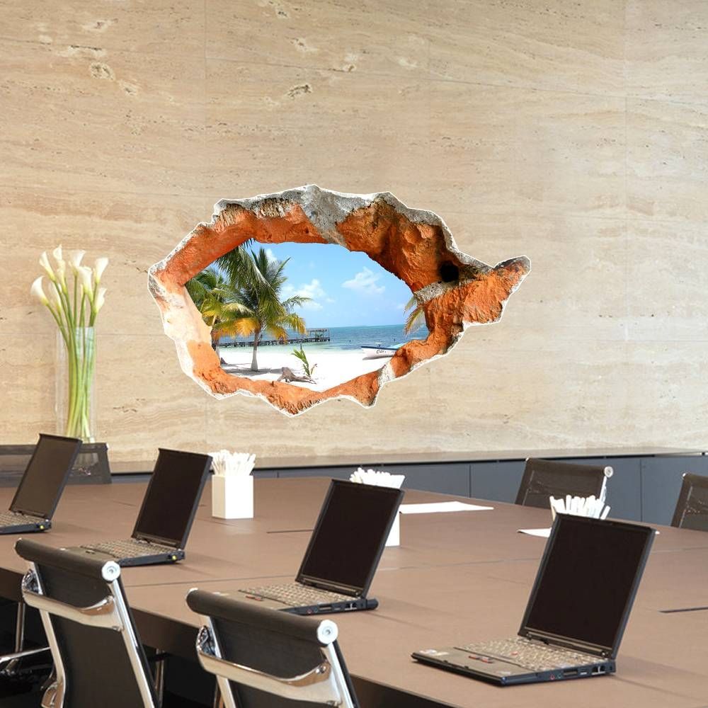 3d Beach Wall Decals 38 Inch Removable Sea Wall Art Stickers Home Inside Most Current Decorative 3d Wall Art Stickers (View 12 of 20)