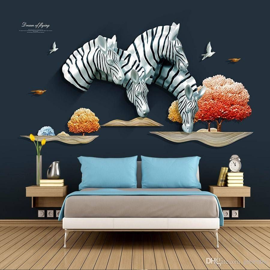 3d Luxury Wallpaper Anaglyph Zebra Wall Mural Custom Wallpaper Throughout Latest Zebra 3d Wall Art (Gallery 7 of 20)