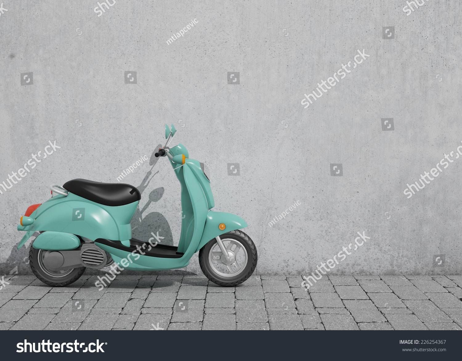 3d Model Green Vintage Scooter Front Stock Illustration 226254367 Throughout Most Recent Vespa 3d Wall Art (View 13 of 20)