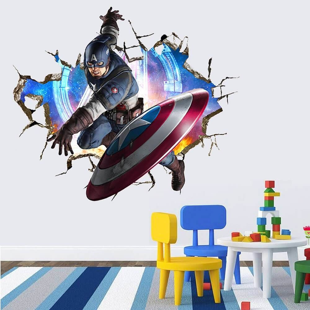 3d The Avengers Wall Sticker Decals | Boys Room | Wall Decals Within 2018 Captain America 3d Wall Art (View 3 of 20)
