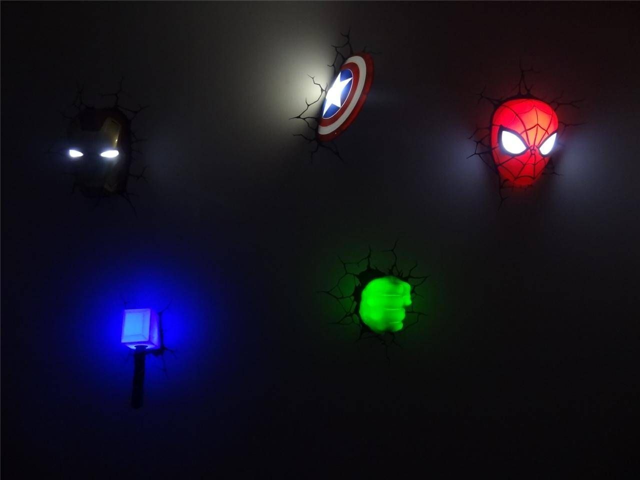 3d Wall Art Captain America Night Light | Wallartideas Intended For Most Recent 3d Wall Art With Lights (View 5 of 20)