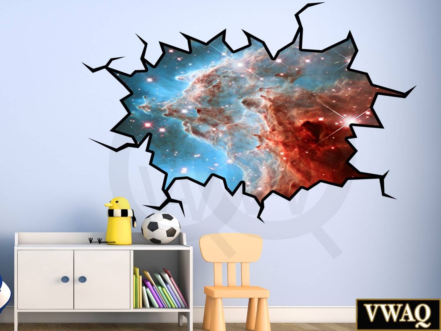 3d Wall Decal Outer Space Decal Galaxy 3d Wall Sticker Vinyl Intended For 2017 Decorative 3d Wall Art Stickers (View 7 of 20)