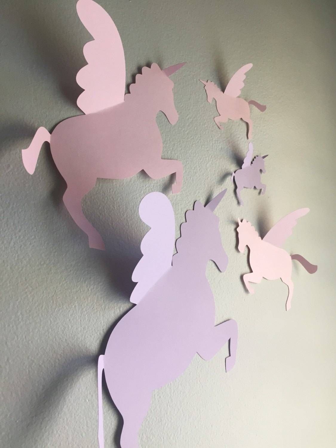 5 Paper Unicorn Wall Art 3d Unicorn Wall Decal Unicorns In Most Up To Date 3d Unicorn Wall Art (View 4 of 20)