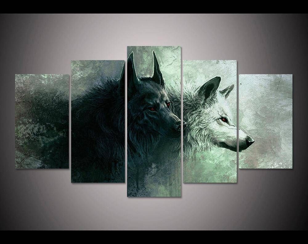 5 Piece 3d Wolf Wall Art – Titleseventy In Most Recently Released Wolf 3d Wall Art (View 6 of 20)