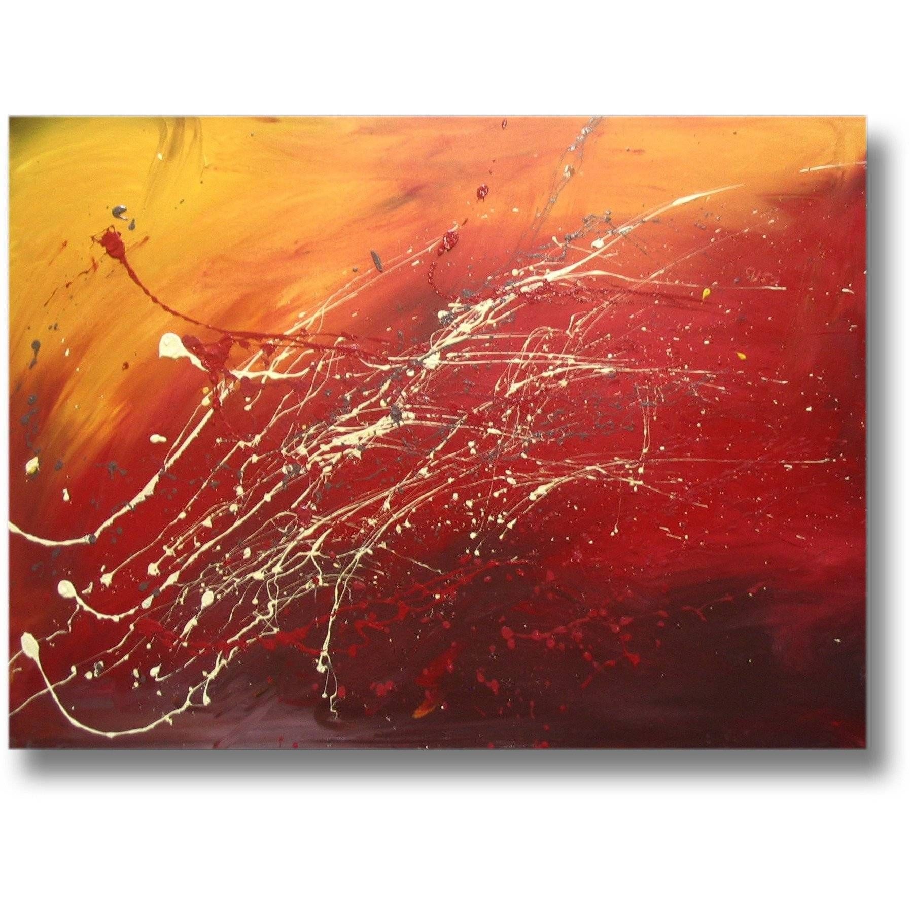 Abstract Art Canvas Painting Red Gold Yellow (View 10 of 20)