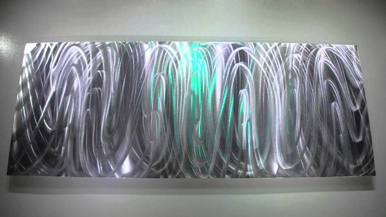 Abstract Metal Modern Art 3d Wall Decor Sculpture Led Rgb Lights Throughout Newest 3d Wall Art With Lights (View 1 of 20)