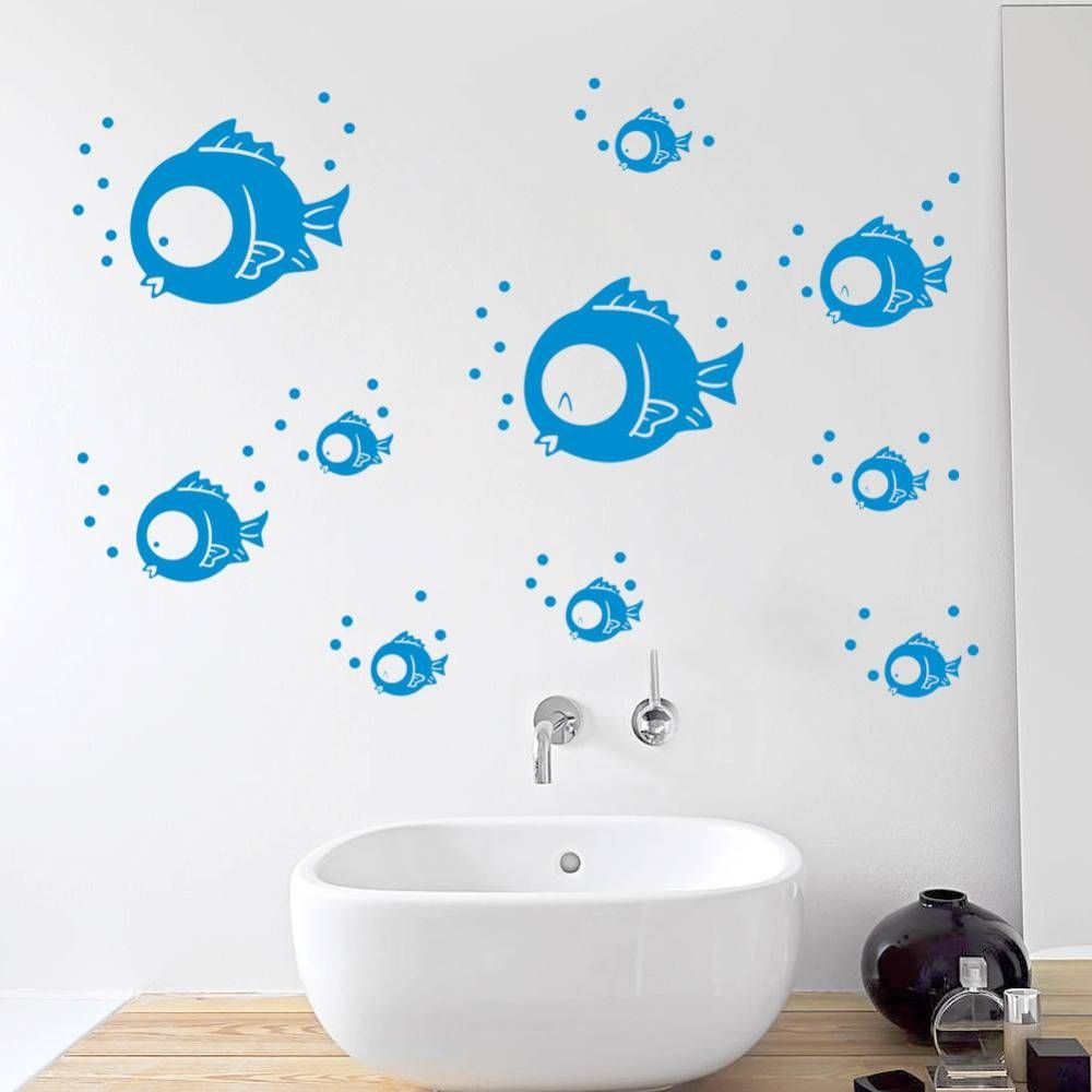 Aliexpress : Buy Eco Friendly Wall Stickers Bluie Small Fish With Most Recently Released Fish Decals For Bathroom (View 6 of 30)