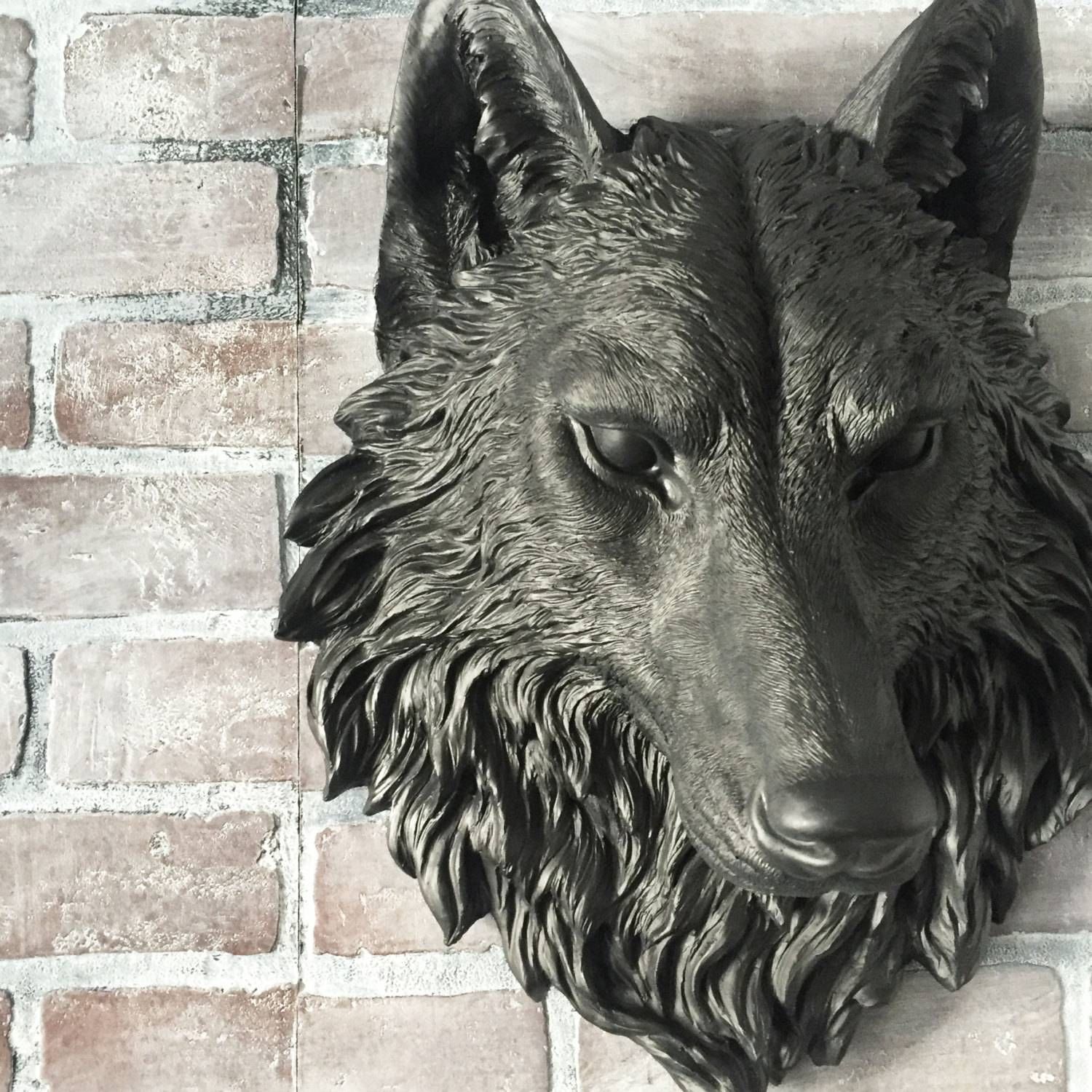 Any Color Fake Wolf Head Wall Mount // Faux Taxidermy // 3d Intended For Most Popular Wolf 3d Wall Art (View 8 of 20)