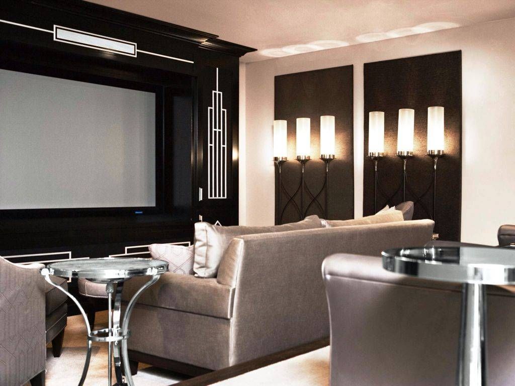 Art Deco Home Theater With Side Table & Wall Sconce | Zillow Digs Regarding Most Recently Released Home Theater Wall Art (View 30 of 30)
