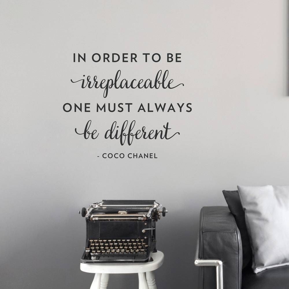 Be Different Chanel Wall Quote Decal Throughout Best And Newest Coco Chanel Wall Stickers (View 1 of 30)