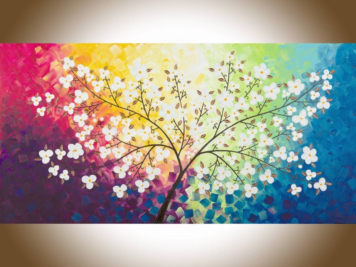Beautiful Autumnqiqigallery 48" X 24" Original Modern Abstract Within Most Up To Date Colorful Abstract Wall Art (View 17 of 20)