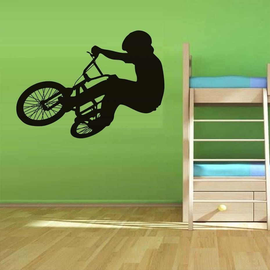 Bike Player Silhouette Wall Stickers Cool Modelling Cycling Wall Intended For Most Up To Date Cycling Wall Art (Gallery 21 of 25)