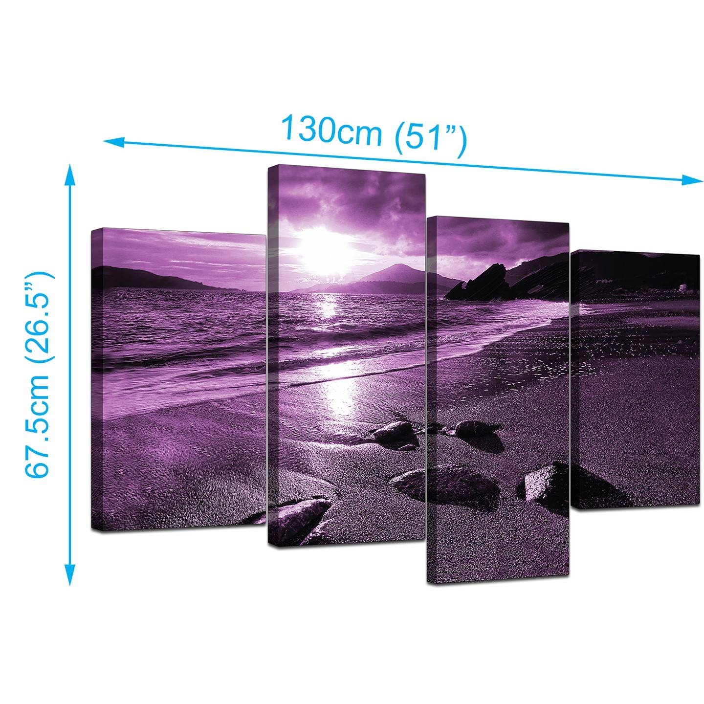 Canvas Prints Of Sunset In Purple For Your Living Room Throughout Most Recent Purple Canvas Wall Art (Gallery 1 of 20)