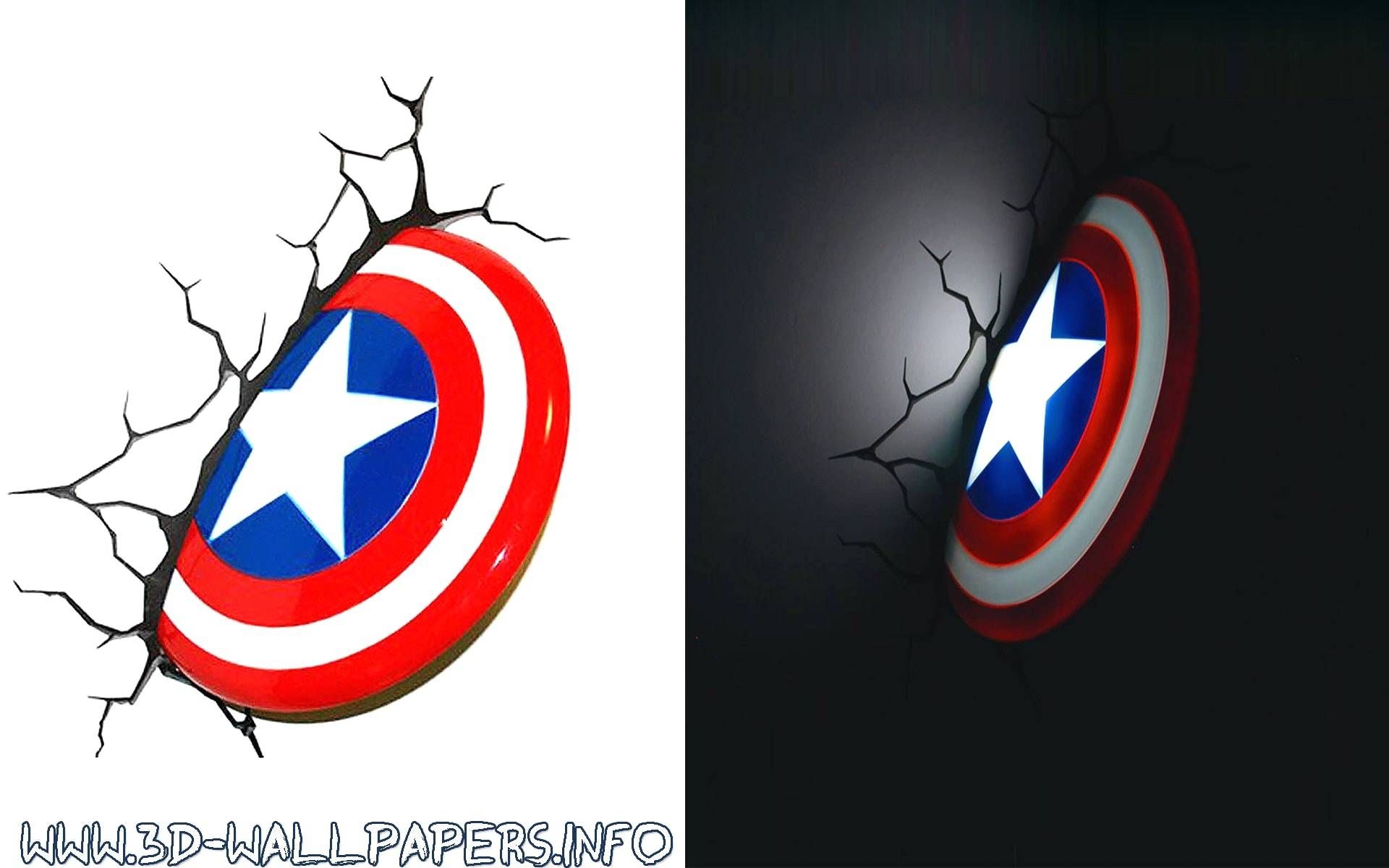 Captain America 3d Wall Light With Art Night Home Decor Ideas And With 2018 Captain America 3d Wall Art (View 2 of 20)