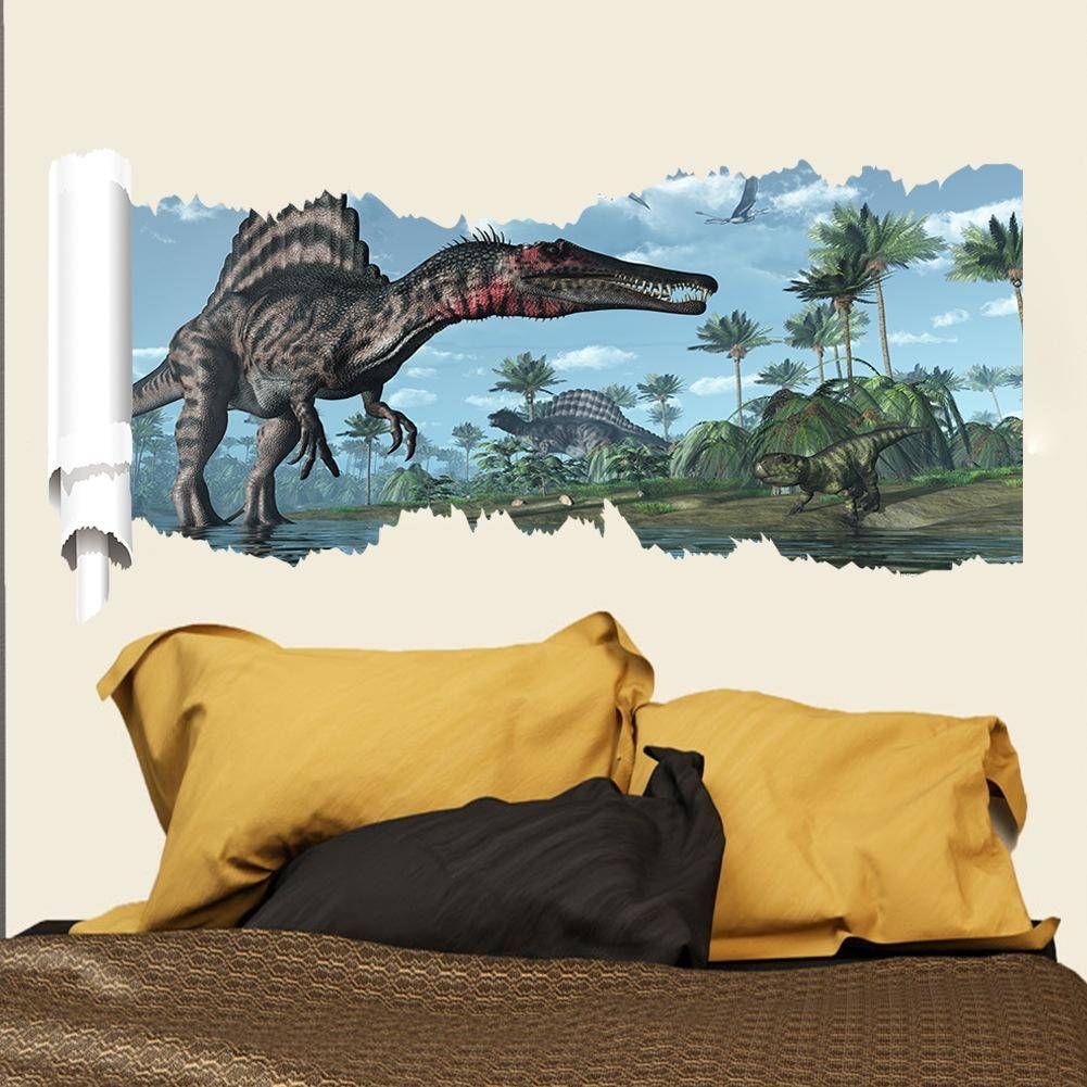 Cartoon 3d Dinosaur Wall Sticker For Boys Room Child Art Decor Regarding Most Popular 3d Dinosaur Wall Art Decor (Gallery 9 of 20)