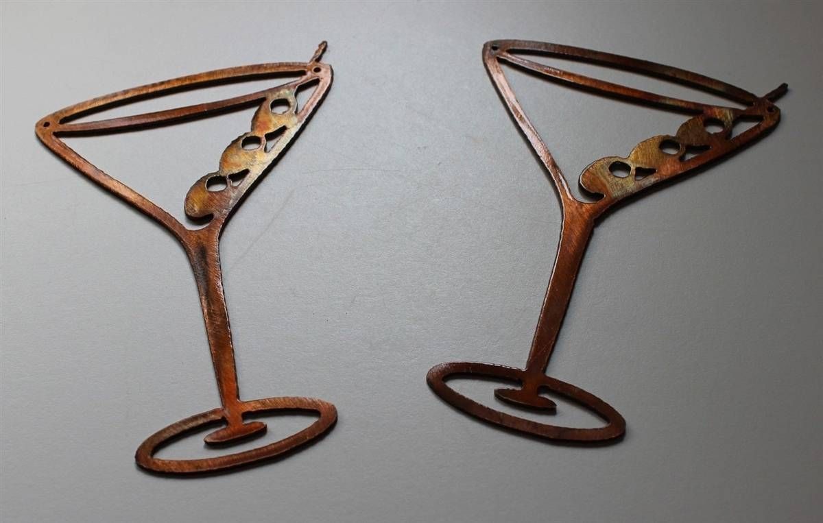 Copper/bronze Martini Glasses Metal Wall Art Decor Set Of 2 For Current Martini Metal Wall Art (View 1 of 30)