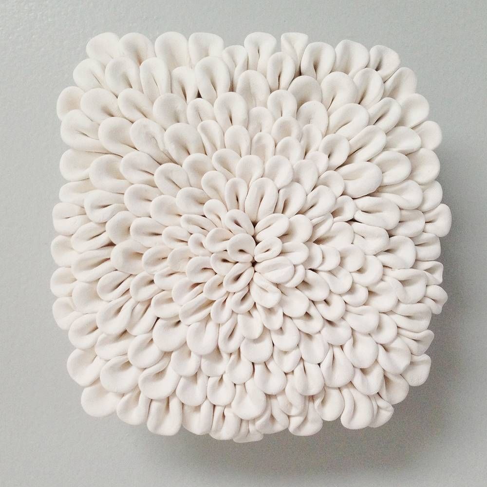 Cozy 3 Dimensional Flower Wall Art W D Holey Wood Three With Regard To 2018 Large Ceramic Wall Art (View 12 of 25)