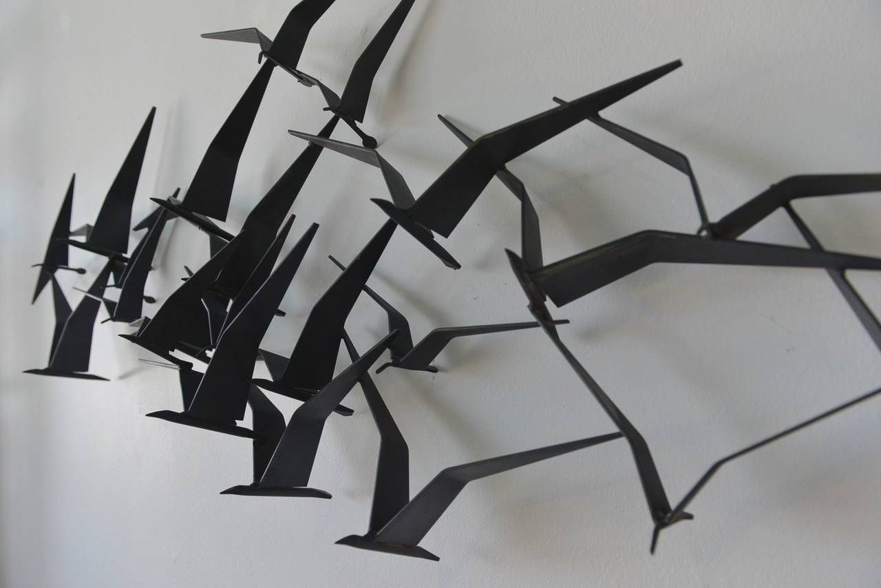 Curtis Jere Birds In Flight Metal Wall Sculpture At 1stdibs Intended For Latest Flock Of Birds Metal Wall Art (View 26 of 30)