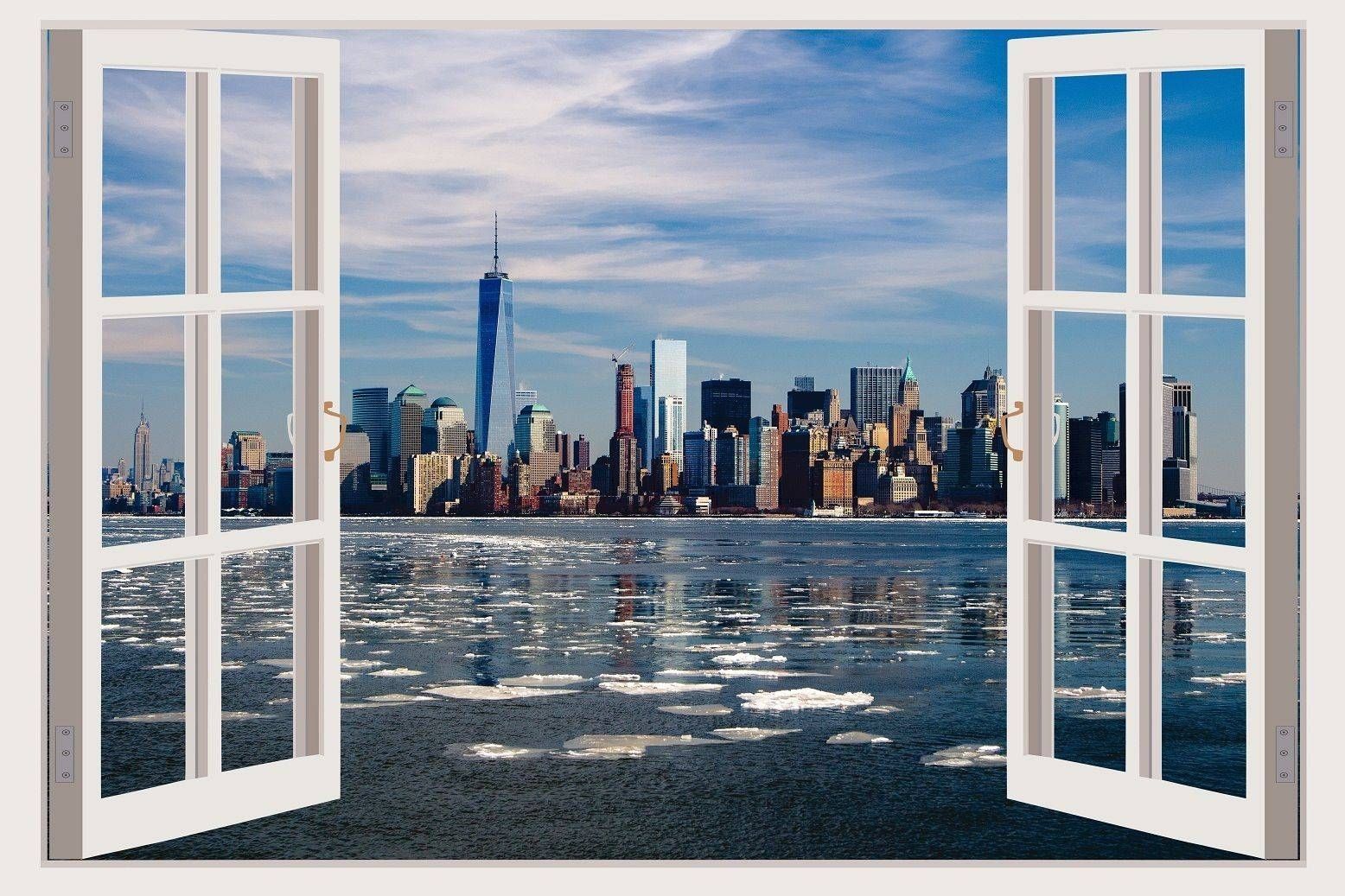 Decal 3d Window Wall View New York Sticker Removable Vinyl Wall Within Current New York 3d Wall Art (Gallery 8 of 20)