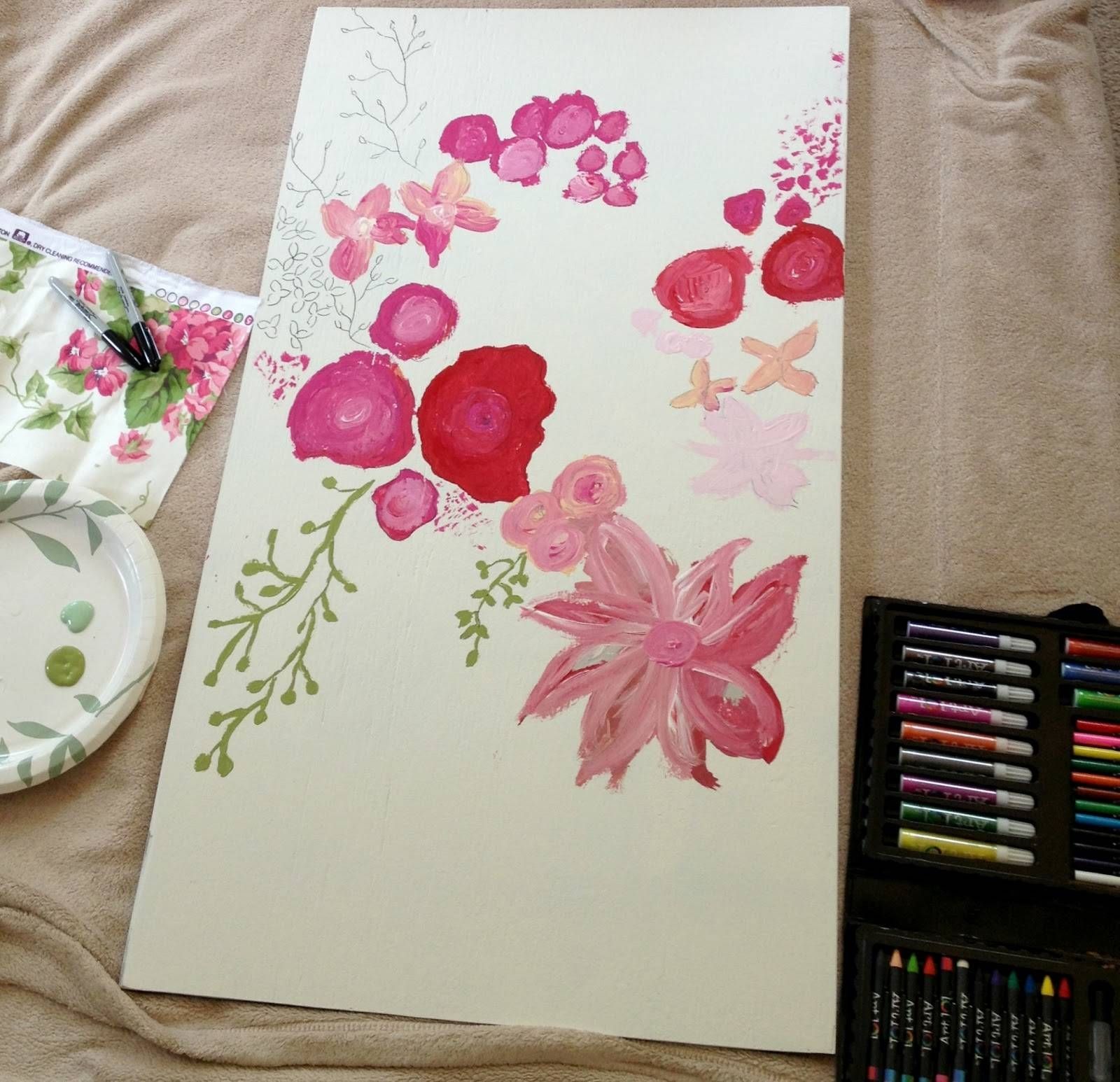 Diy Floral Wall Art With Nailhead Trim | Livelovediy | Bloglovin' Inside Current Pink Flower Wall Art (View 11 of 20)