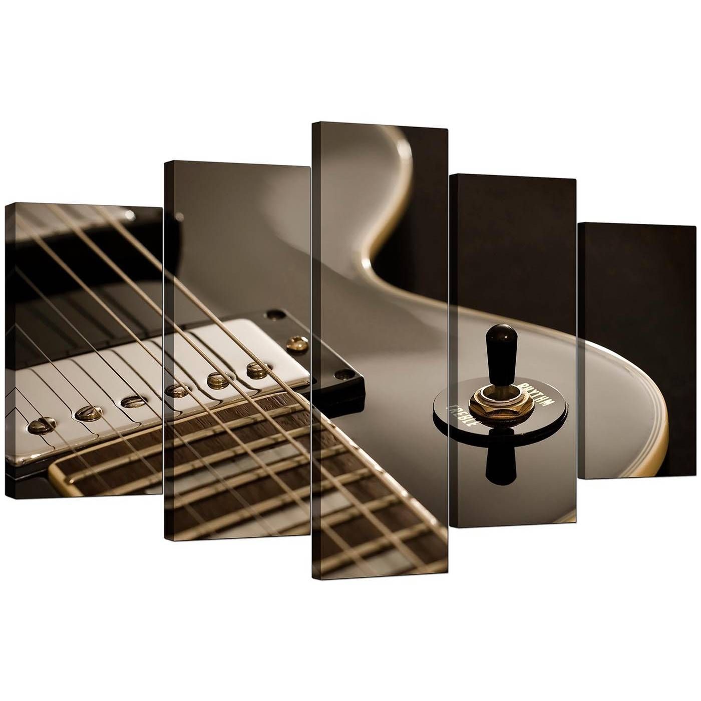 Extra Large Guitar Canvas Prints Uk 5 Piece In Black & White Throughout Recent Guitar Canvas Wall Art (View 1 of 20)