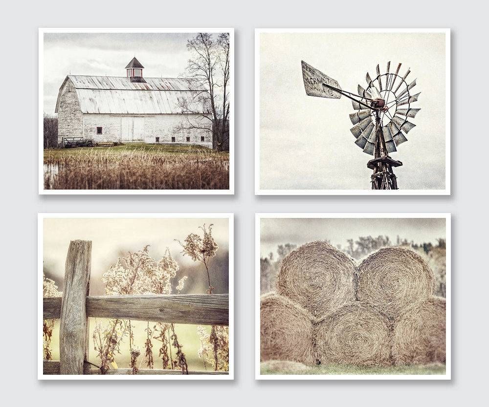 Farmhouse Decor Rustic Country Set Of 4 Modern Farmhouse Decor Intended For 2018 Farmhouse Wall Art (View 1 of 25)