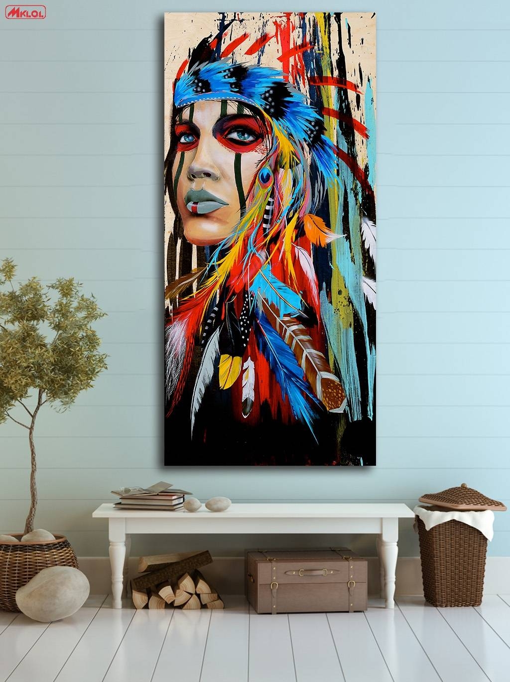 Fashion Oil Painting Native American Girl Paiting Home Decor On For Newest Native American Wall Art (Gallery 1 of 25)