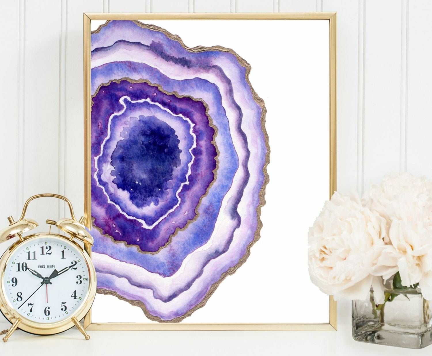 Geode Agate Slice Art Geode Print Gemstone Wall Decor For Most Recently Released Gemstone Wall Art (Gallery 5 of 31)