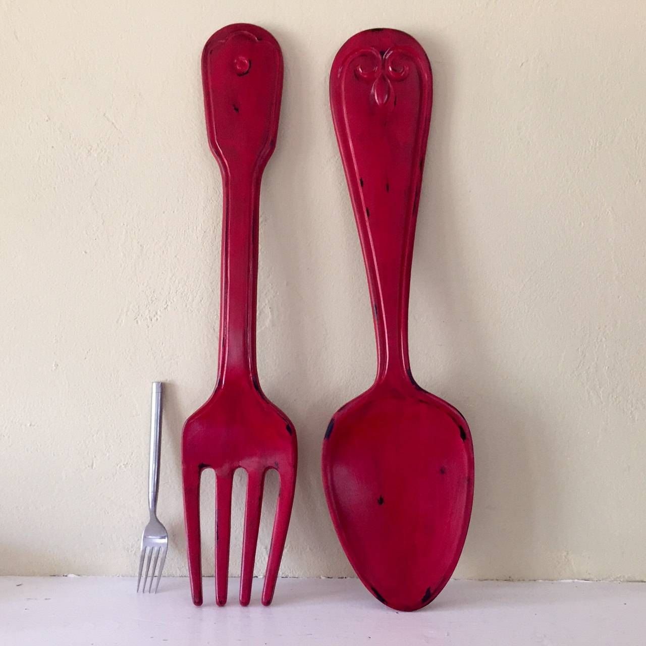Giant Spoon And Fork Wall Decor : Oversized Spoon And Fork Wall Intended For Most Popular Big Spoon And Fork Decors (View 12 of 25)