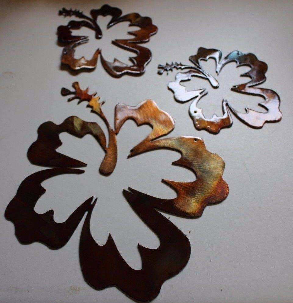 Hibiscus Flower Tropical 3 Piece Set/trio Inside Most Recently Released Hawaiian Wall Art (Gallery 1 of 20)