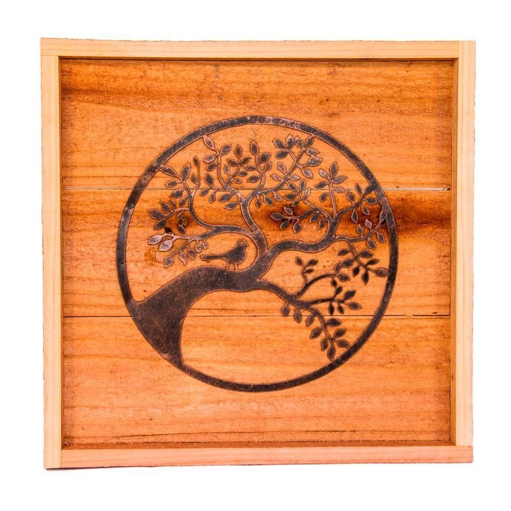 Hollis Wood Products 18 In. X 18 In. Wood Wall Art With Oak Tree For Most Recent Oak Tree Wall Art (Gallery 19 of 30)