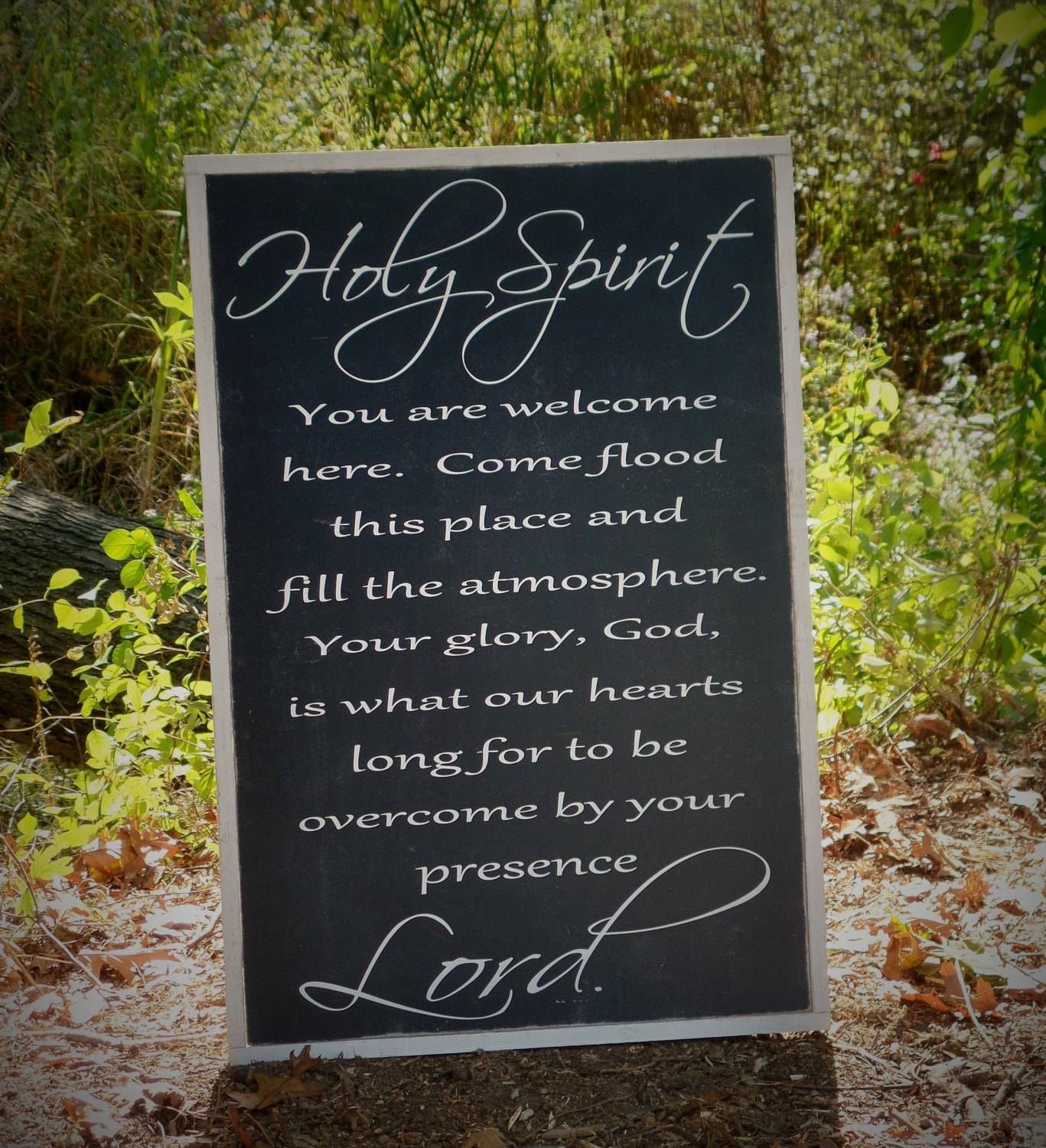 Holy Spirit You Are Welcome Here Wood Sign Holy Spirit Sign Intended For Recent Large Christian Wall Art (Gallery 25 of 25)