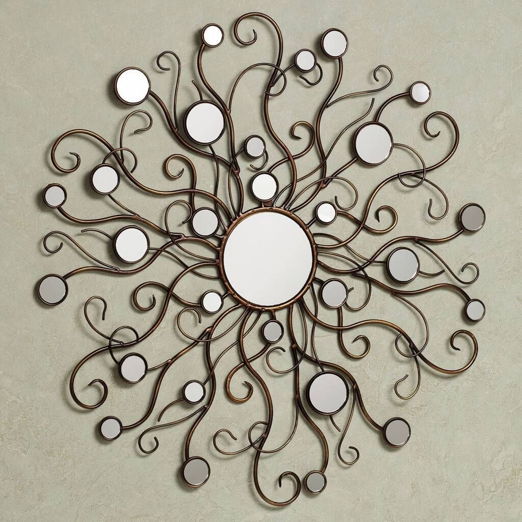 Home Decoration: Decorative Art Deco Style Mirror With Curly Intended For Most Popular Small Round Mirrors Wall Art (View 6 of 20)
