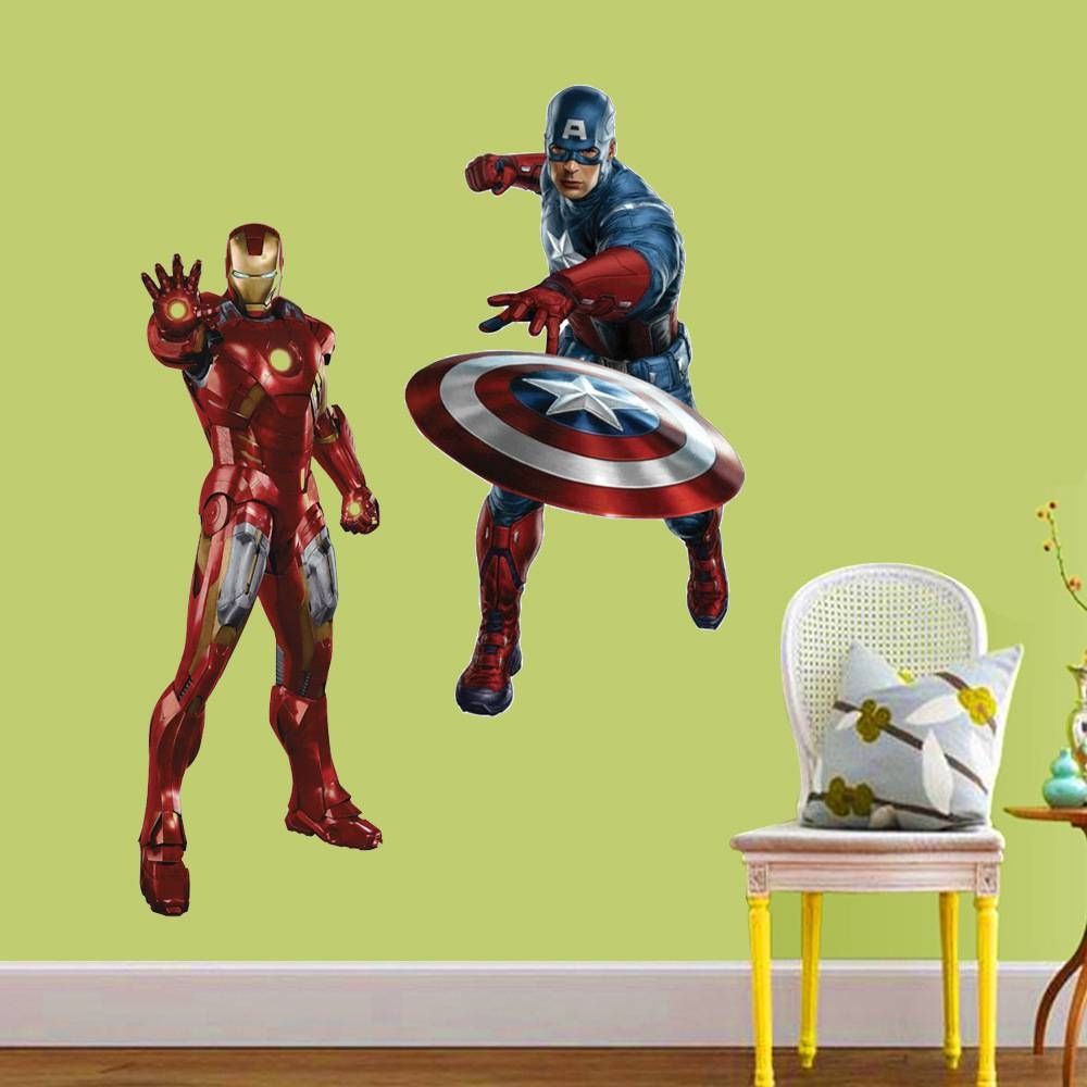 Hot 3d Avengers Captain America Iron Man Art Wall Stickers With Regard To Most Recent Iron Man 3d Wall Art (View 14 of 20)
