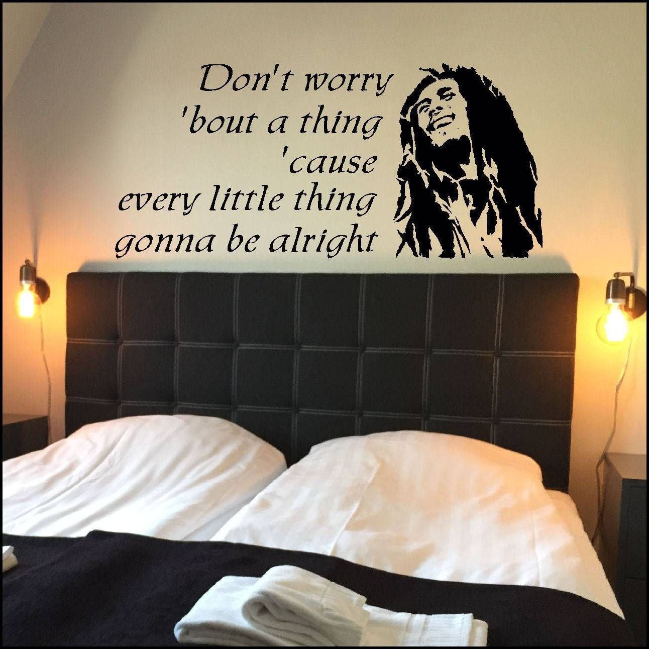 Large Bob Marley Wall Art Sticker Lyrics Don't Worry About A Thing Within Most Recently Released Bob Marley Wall Art (View 11 of 30)