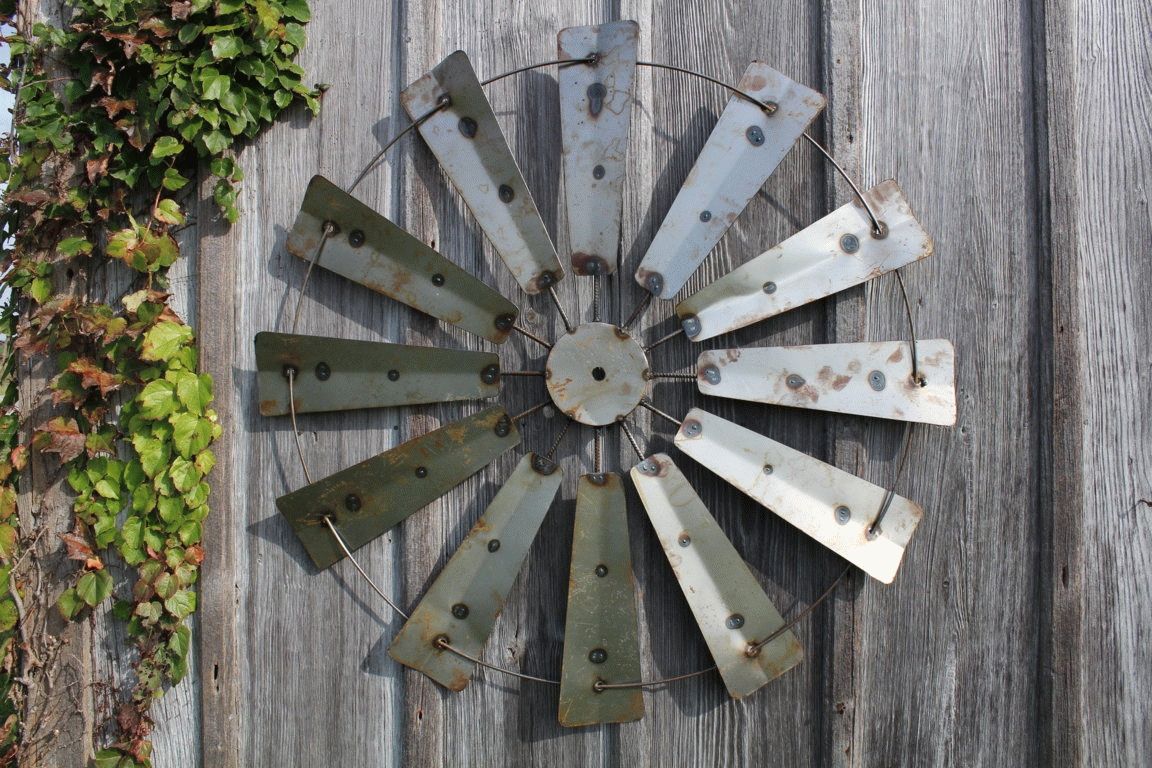 Large Country Farm Metal Windmill Hanging Barn Wall Art – 39" For Most Popular Country Metal Wall Art (View 25 of 30)