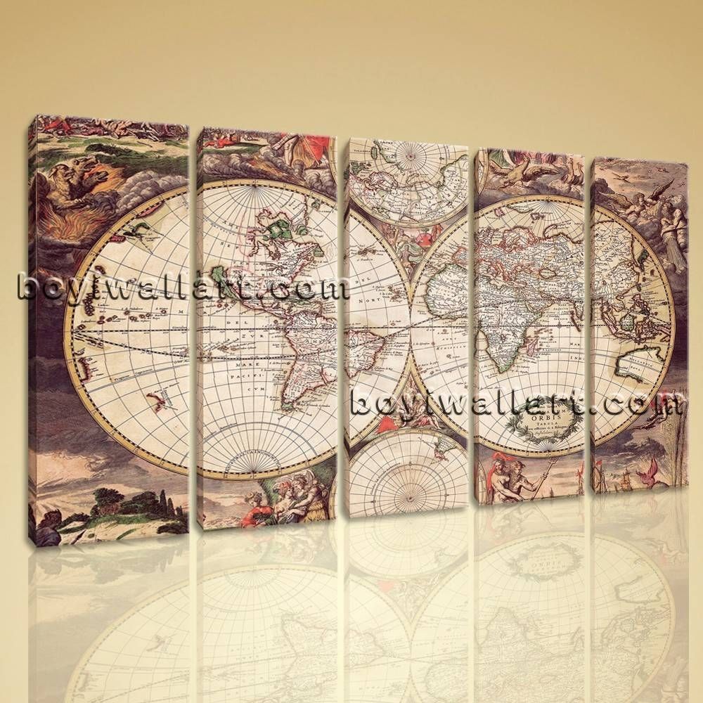 Large Wall Art Print On Canvas World Map Retro Global Atlas Home Decor Regarding 2018 Extra Large Wall Art Prints (View 19 of 20)