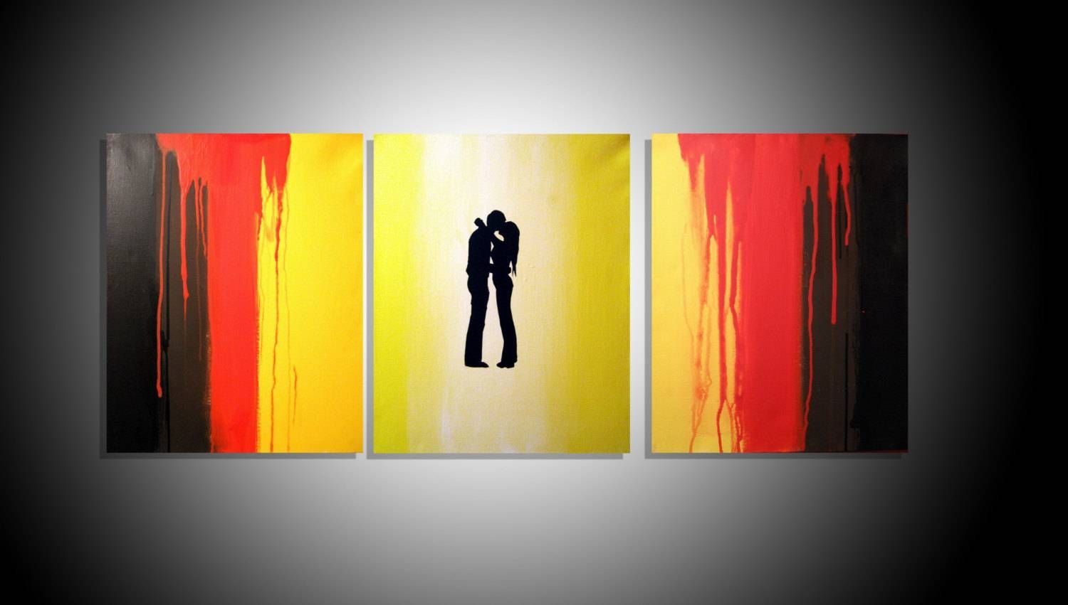Large Wall Romantic Romance Art Triptych 3 Panel Wall Art Within Most Popular Large Triptych Wall Art (View 10 of 20)
