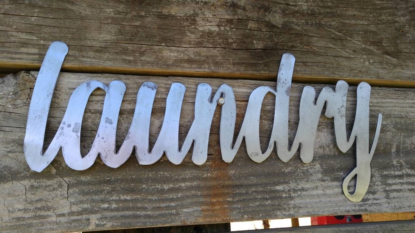 Laundry Sign, Metal Farmhouse Sign, Metal Words, Metal Wall Art Inside Best And Newest Metal Word Wall Art (Gallery 19 of 20)
