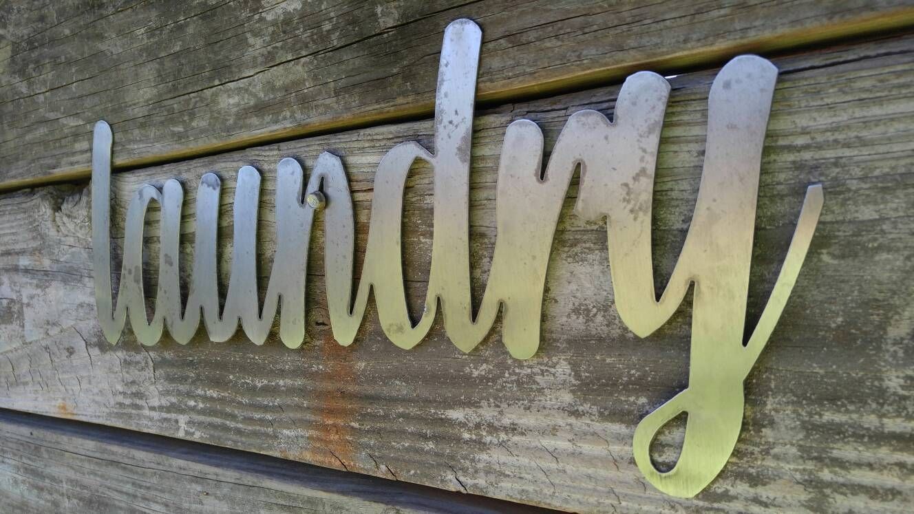 Laundry Sign, Metal Farmhouse Sign, Metal Words, Metal Wall Art Pertaining To Most Recently Released Metal Word Wall Art (View 14 of 20)