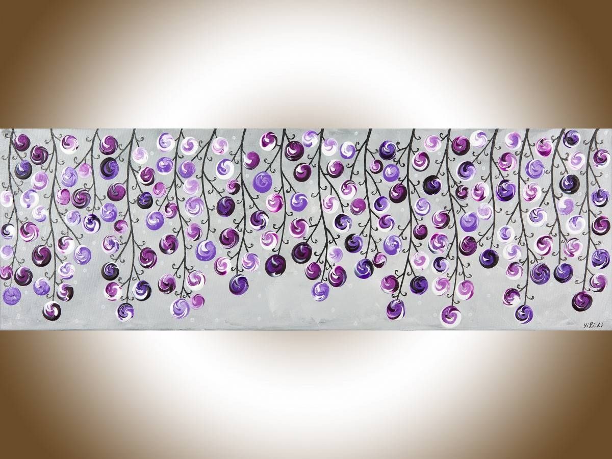 Lavender Waveqiqigallery 36" X 12" Original Colorful Abstract With Recent Purple Abstract Wall Art (View 4 of 20)