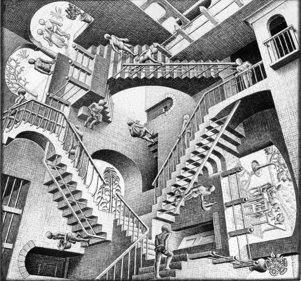 M C Escher Optical Illusion Drawing Silk Poster Art Bedroom For Most Popular Optical Illusion Wall Art (View 5 of 20)