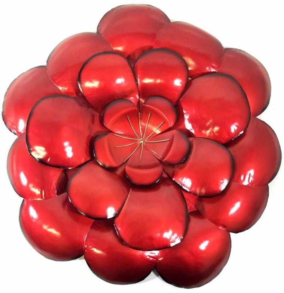 Mesmerizing Red Wave Metal Wall Art Great Red Flower Metal Design Intended For Most Up To Date Red Flower Metal Wall Art (View 7 of 25)
