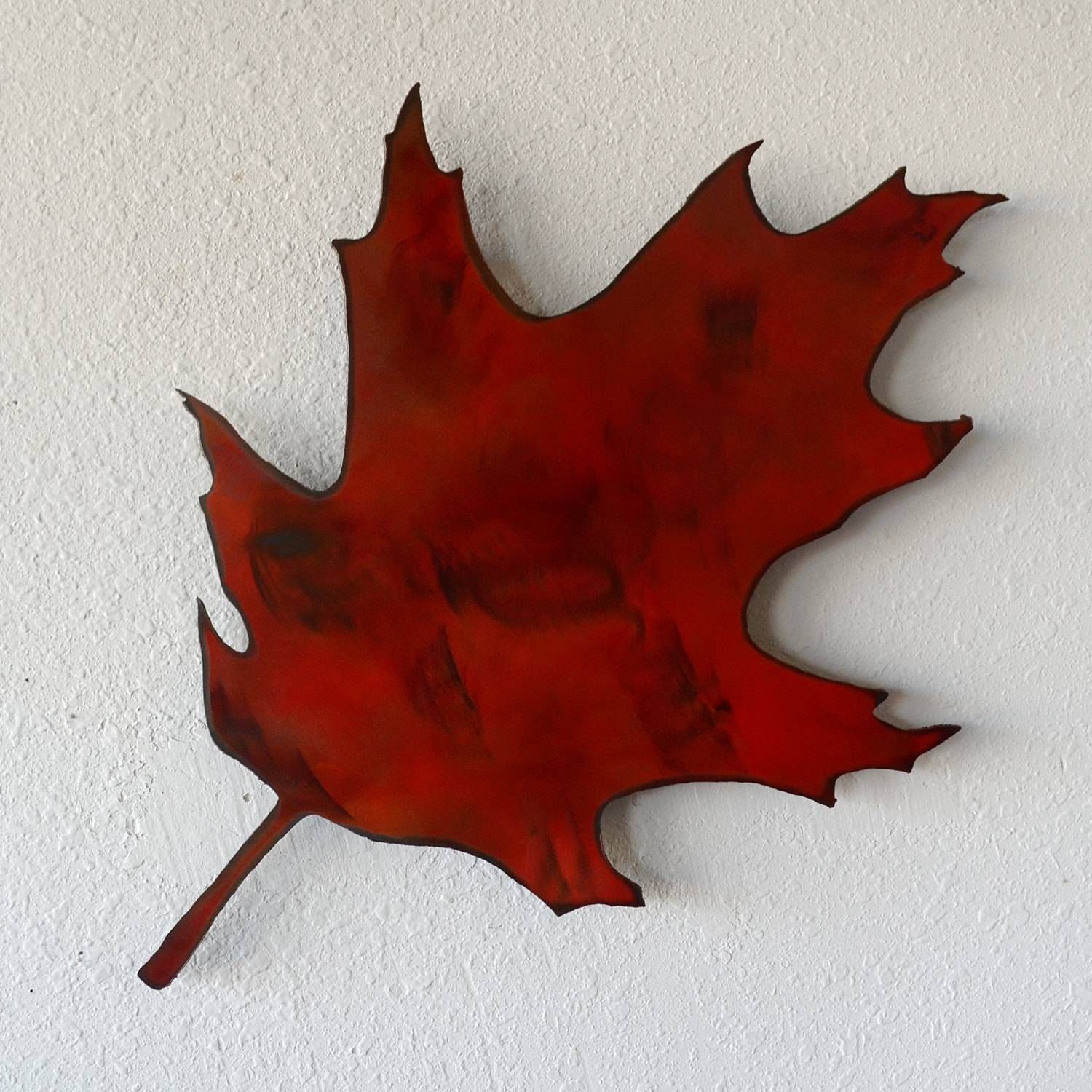 Metal Maple Leaf Wall Hanging Maple Leaf Maple Leaf Note With Recent Oak Tree Metal Wall Art (View 23 of 30)